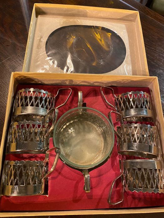 Koszyczki do szklanek i cukiernica PRL Rarytas NOWE !!!