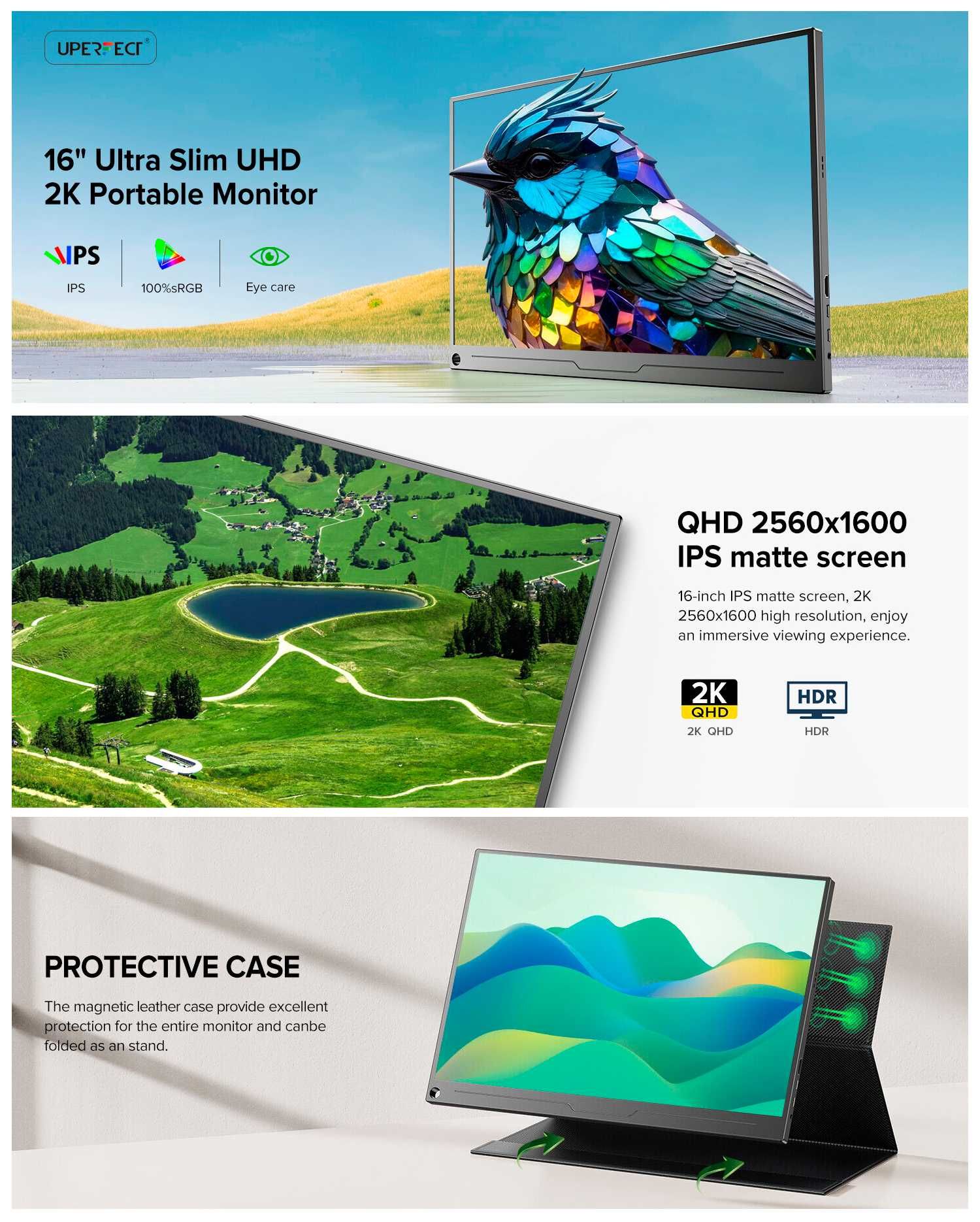 Портативний монітор UPERFECT UBegin J1 16'' 2K 100% sRGB USB-C
