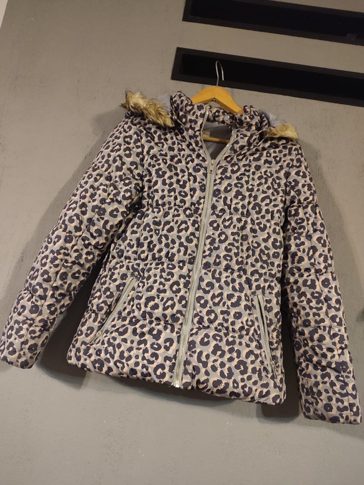 H&m hm kurtka zimowa pikowana parka panterka 158