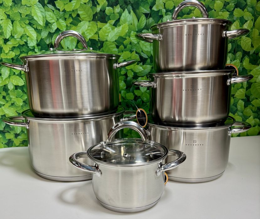 Duży zestaw garnków. 12el. Grube dno.5 warstw. Nowe
