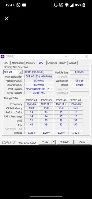 Pamięć RAM 8GB (2x 4GB) SO-DIMM DDR4 2166/2444 GHz