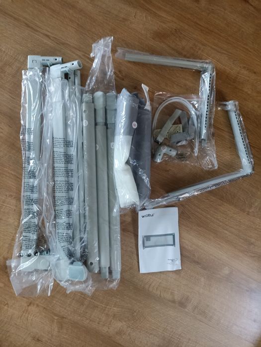 Barierka do łóżka dla dzieci, ochrona przed upadkiem szare