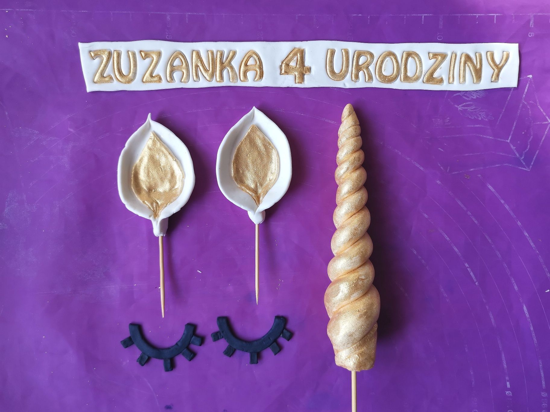 OZDOBY na tort JEDNOROŻEC z masy cukrowej