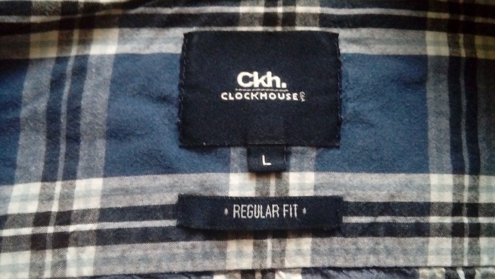 Koszula męska C&A Clockhouse rozmiar M/L granat biel krata