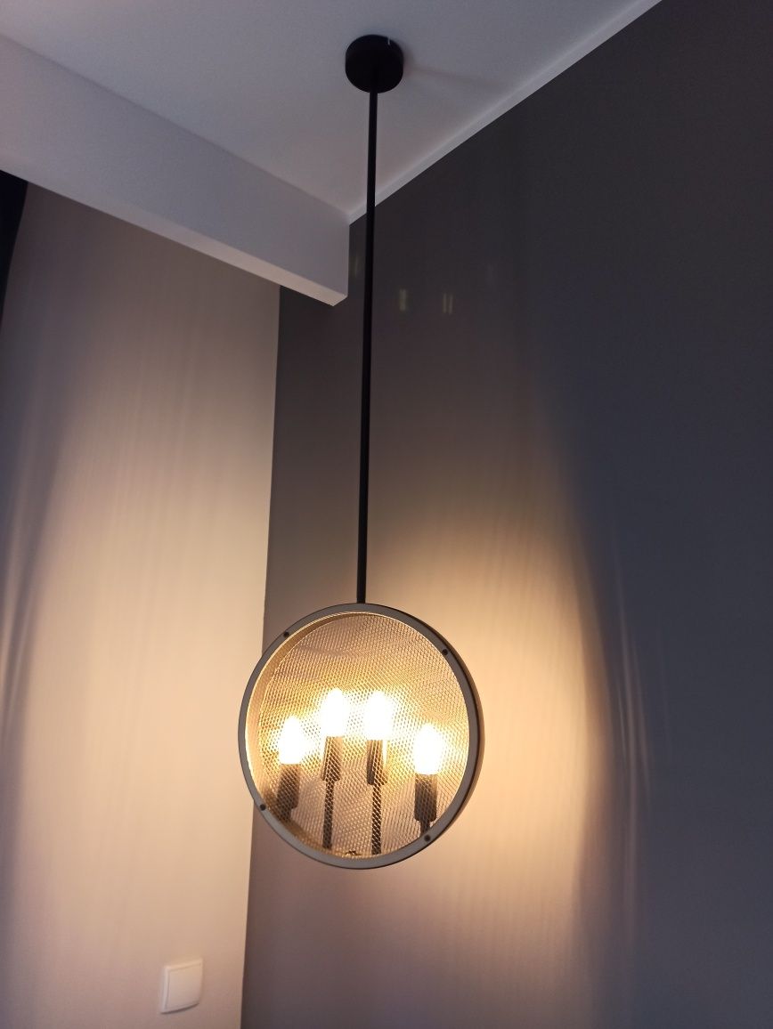 Lampa wisząca retro czarny złoty miedziany + 4x żarówka LED E14