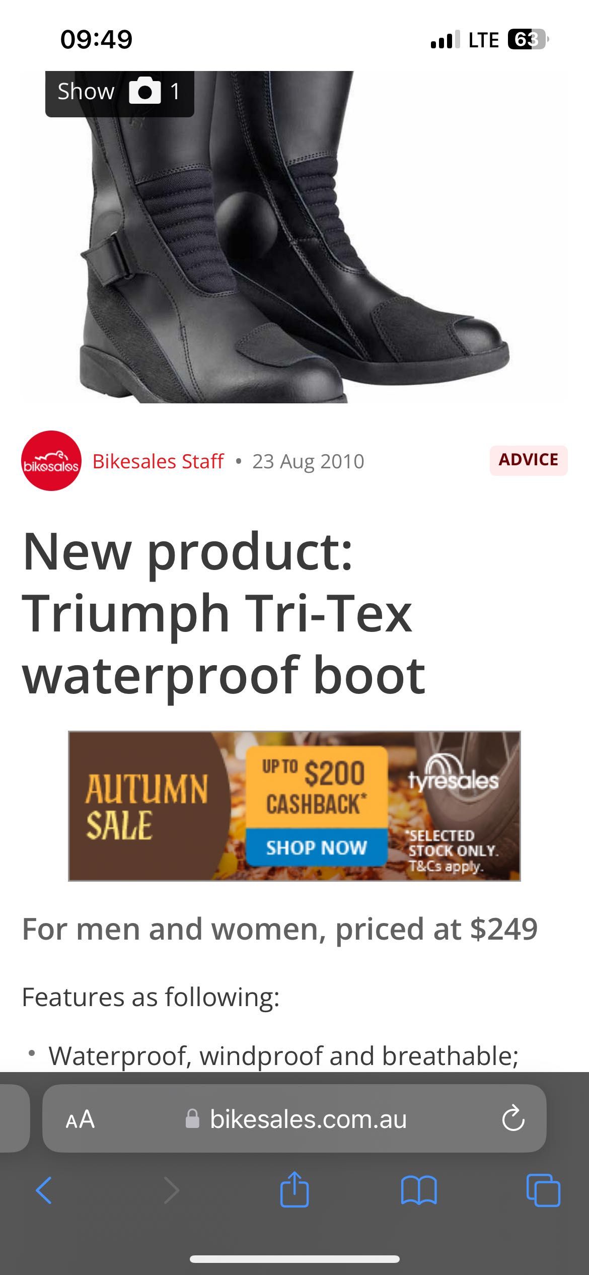 Мото ботинки Triumph Tri-Tex (43,5-44eur / 28,5-28см стелька)