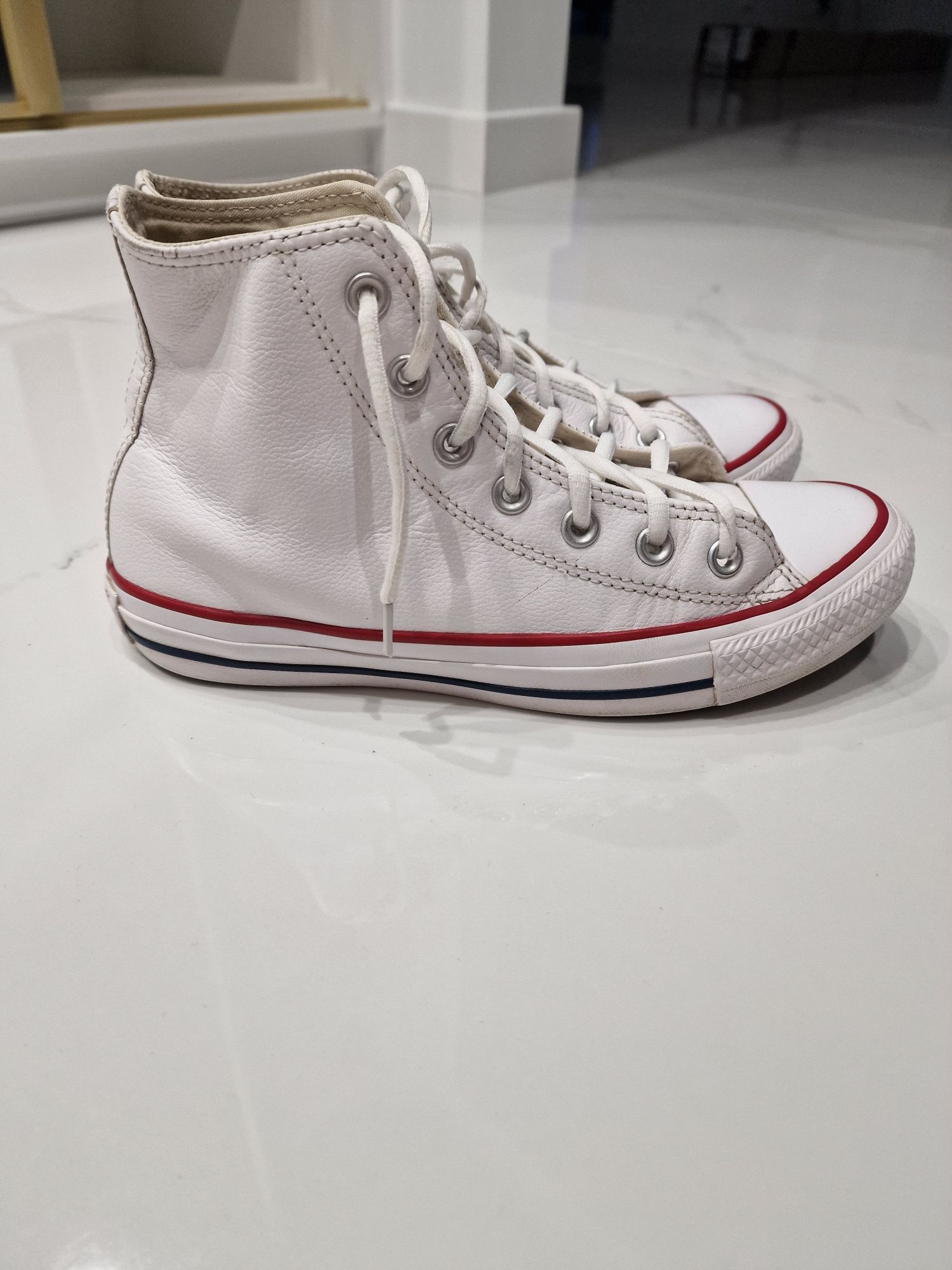 Skórzane białe trampki converse all star wysokie 39