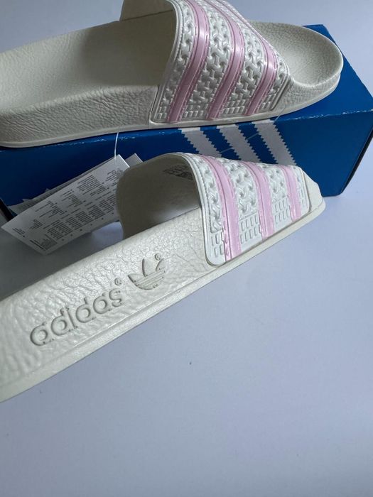 Nowe klapki damskie ADIDAS ADILETTE W białe różowe 37