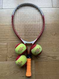 Rakieta tenisowa dla dziecka + piłki tenisowe