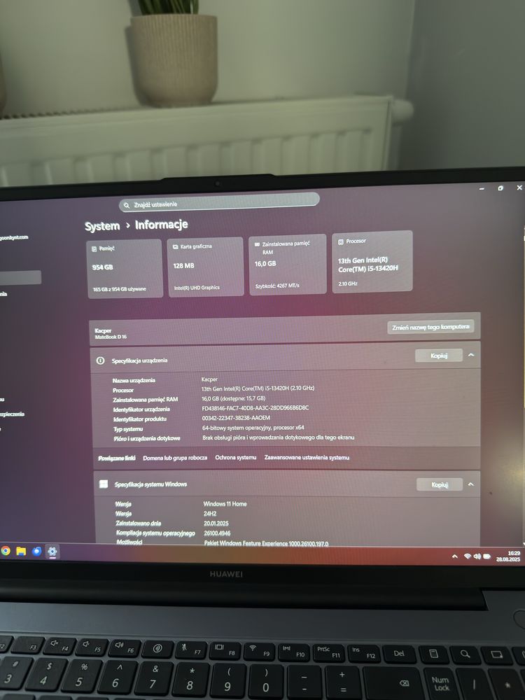 Huawei MateBook D16 2024, 16GB + 1TB, Intel Core i5-13420H, Win 11