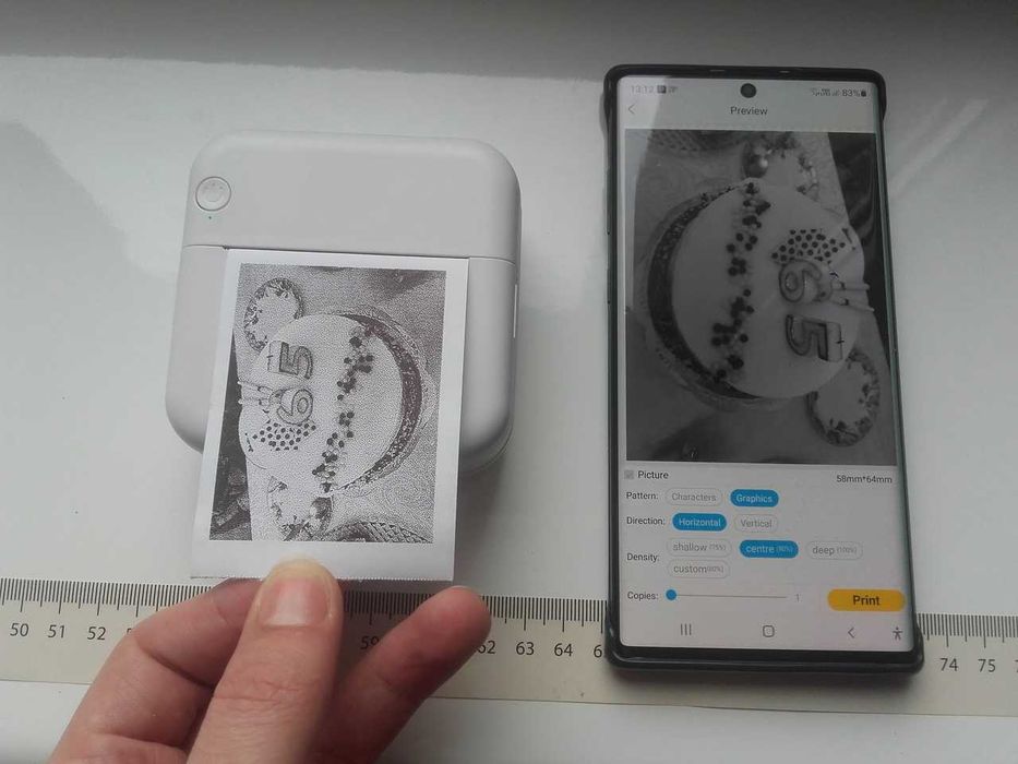 Mini drukarka przenośna termiczna papierowa bezatramentowa Bluetooth A