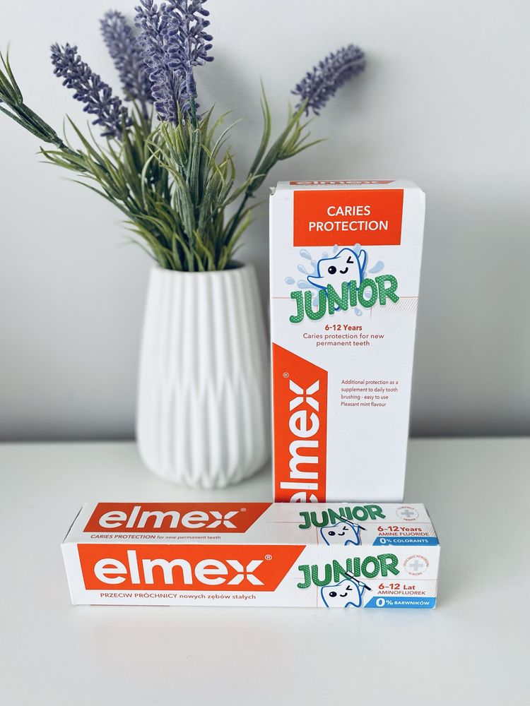 Zestaw Elmex junior pasta do zębów płyn