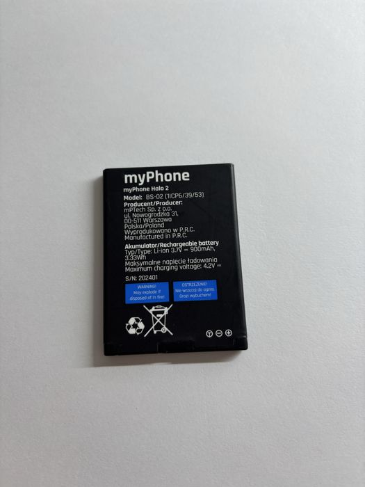Bateria myPhone Halo 2 BS-02 Li-ion 3.7V 900mAh – NOWA