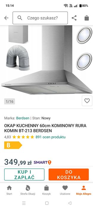 Sprzedam krótko używany okap kuchenny BERDSEN.