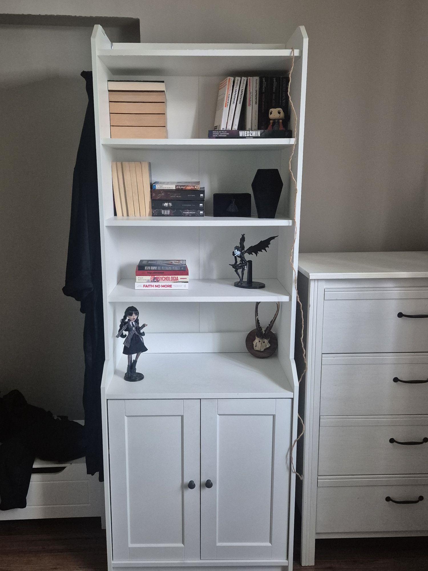 Regał hauga ikea na książki szafka wysoka z drzwiami biała