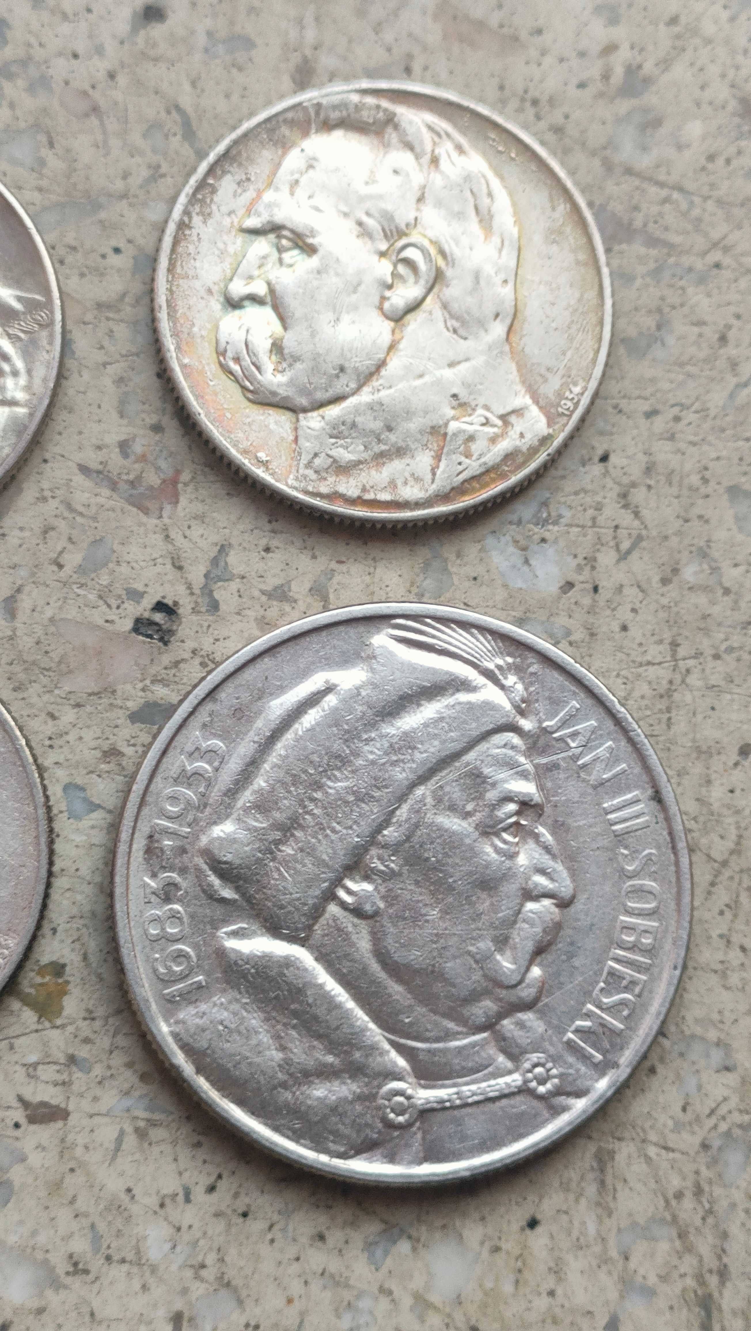 Monety II RP 10 zł Sobieski 1933 Piłsudski 5 zł 34 strzelec 2 zł 1925