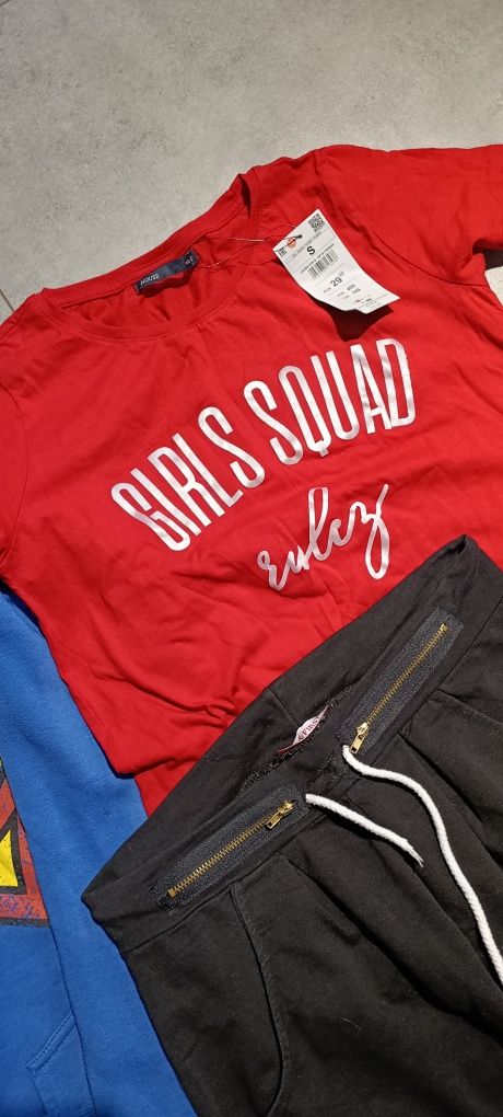 Zestaw ubrań damskich s/m koszulka bluza logo Superma spodnie paka ubr