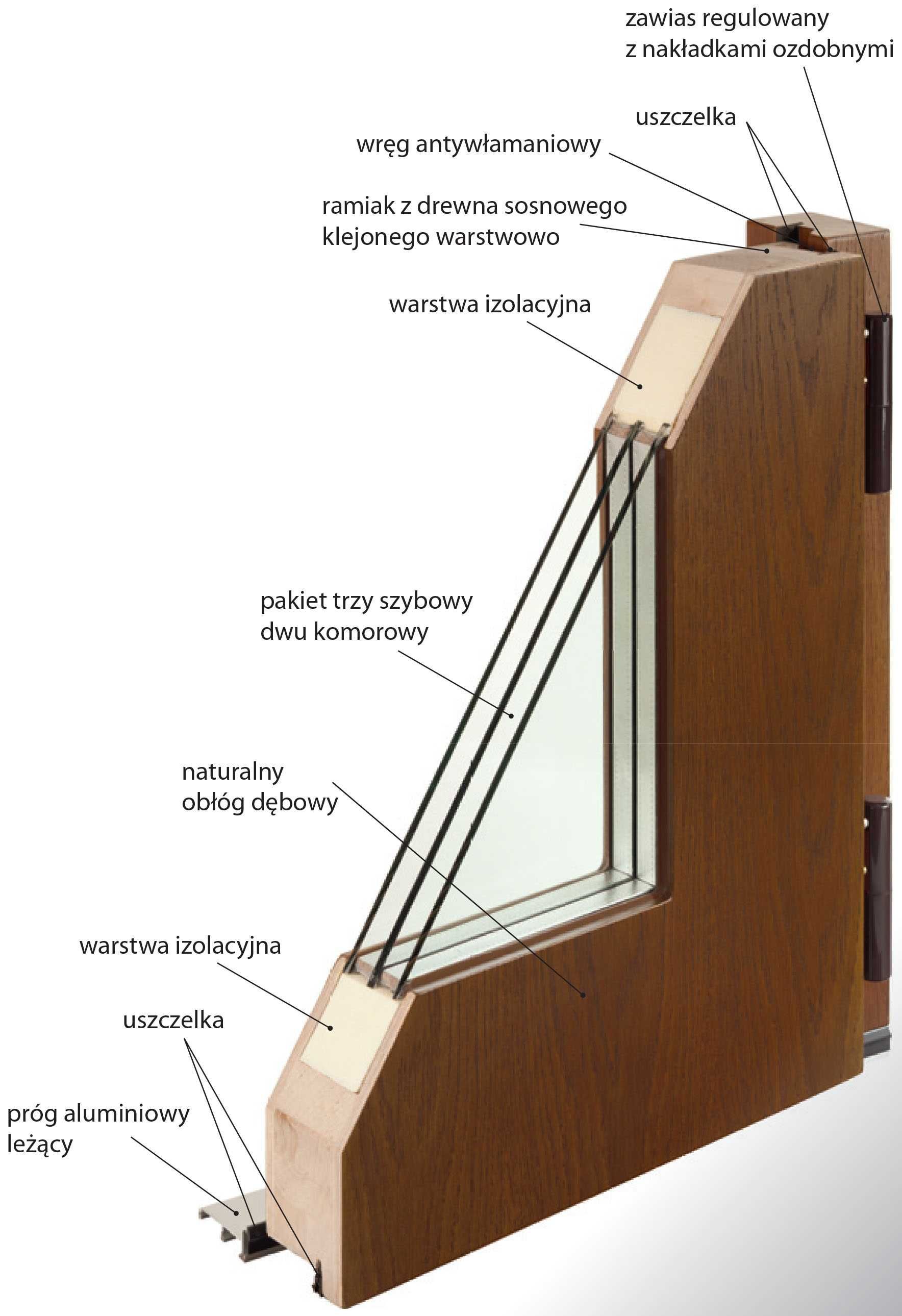 Czyste powietrze drzwi drewniane zewnętrzne z montażem