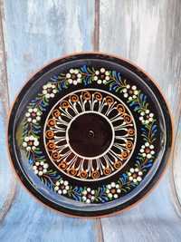 Duży ceramiczny talerz ozdobny - vintage - design -