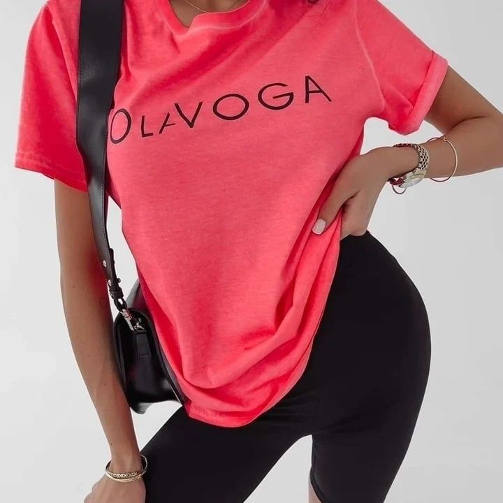 T-shirt damski bluzka OLAVOGA DOIS neon coral UNI zielona