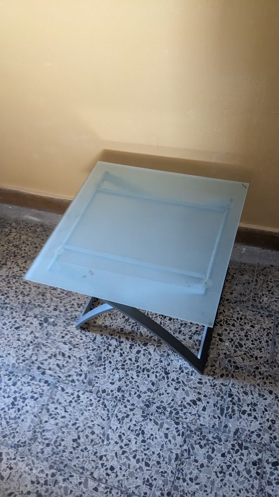Stolik stół szklany blat / metalowy stelaż 60x60x46