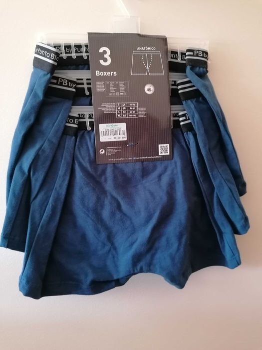 3 Boxers de rapaz/homem, Punto Blanco, T 44 (S) em algodão