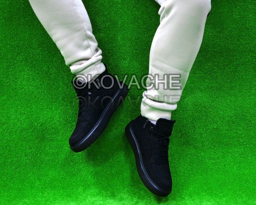 Чоловічі натуральні демі хайтопи чорні осінні черевики  41 42 44 45 46