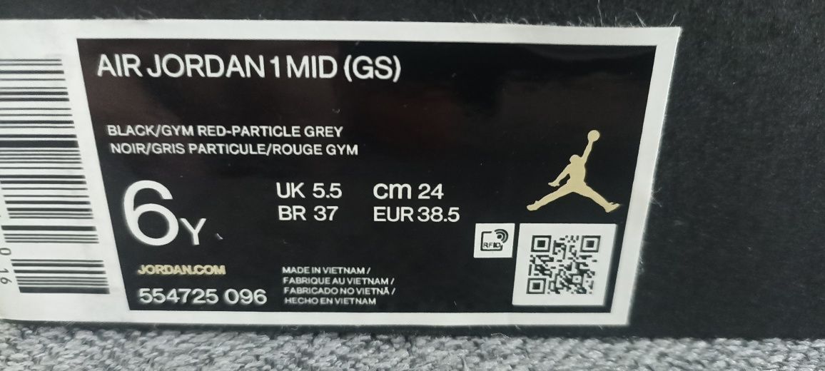 AIR JORDAN 1 MID (GS) Tam. 38,5 Originais (Foot Locker a 18/04/2023)