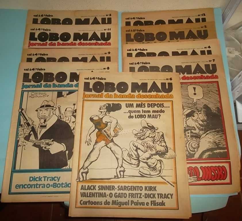 "LOBO MAU", 9 exemplares, Revista nacional de BD de autor (anos 70)