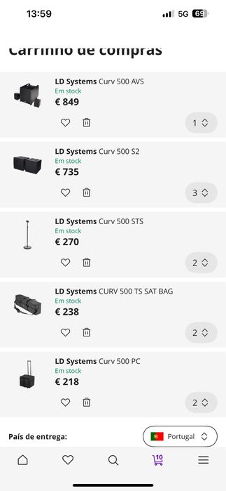 Ld systems curv 500 com sacos de transporte novo