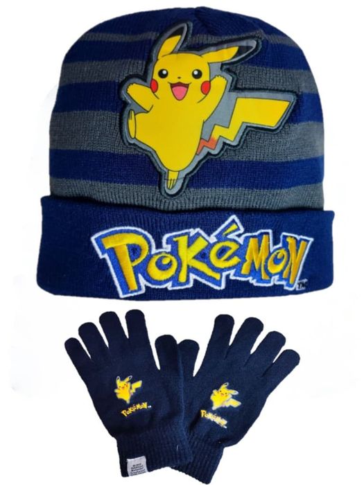 Czapka zimowa dziecięca ciepła czapka + rękawiczki Pokemon