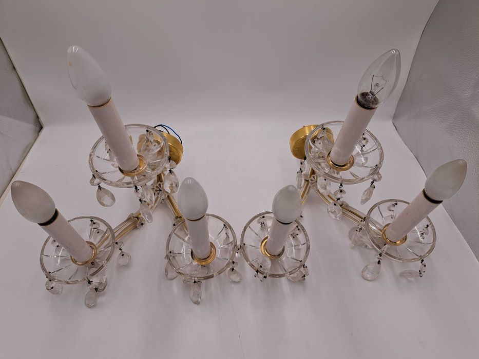 Kinkiet mosiężny kryształowy Maria Teresa 3-ramienny okrągły szyld