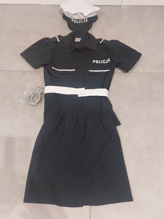Strój policjantki przebranie kostium Bal karnawałowy mundur kajdanki