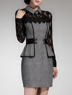 Floryday elegancka taliowana sukienka z koronka gipiura