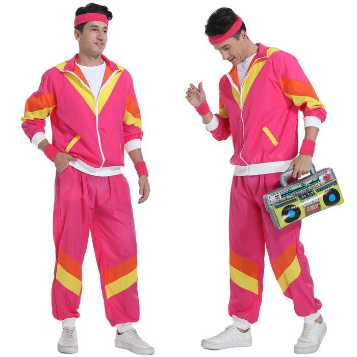 Strój Kostium Przebranie Retro Lata 80 z Akcesoriami Dres Treningo XXL