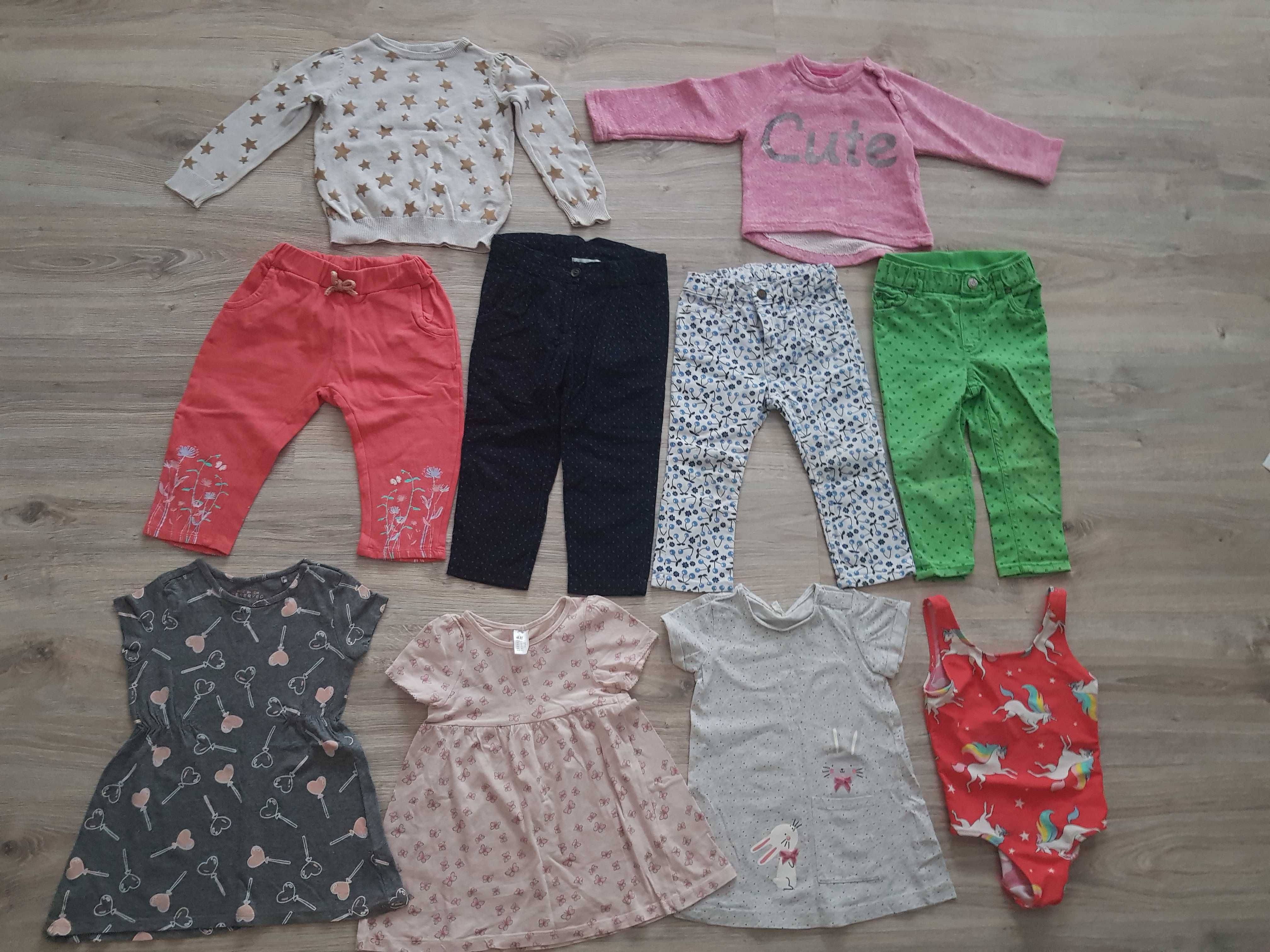 Paka zestaw ubrań dla dziewczynki H&M 86 spodnie sukienka sweter 10 sz