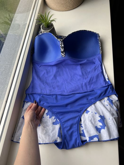 Батал суцільний купальник спільний злитний зі спідницею утяжкою