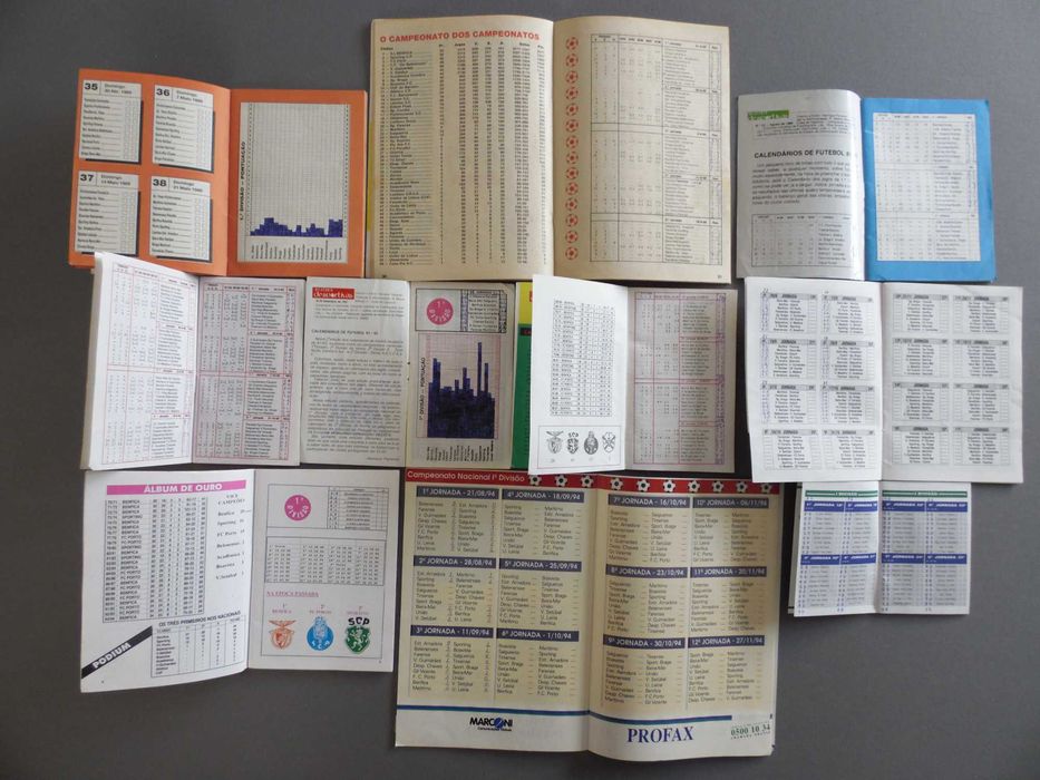 Lote de Mini Calendários/Guias de Futebol Nacional Anos 80/90