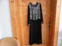 Sukienka z czarnej koronki + wdzianko zdobione cekinami używane