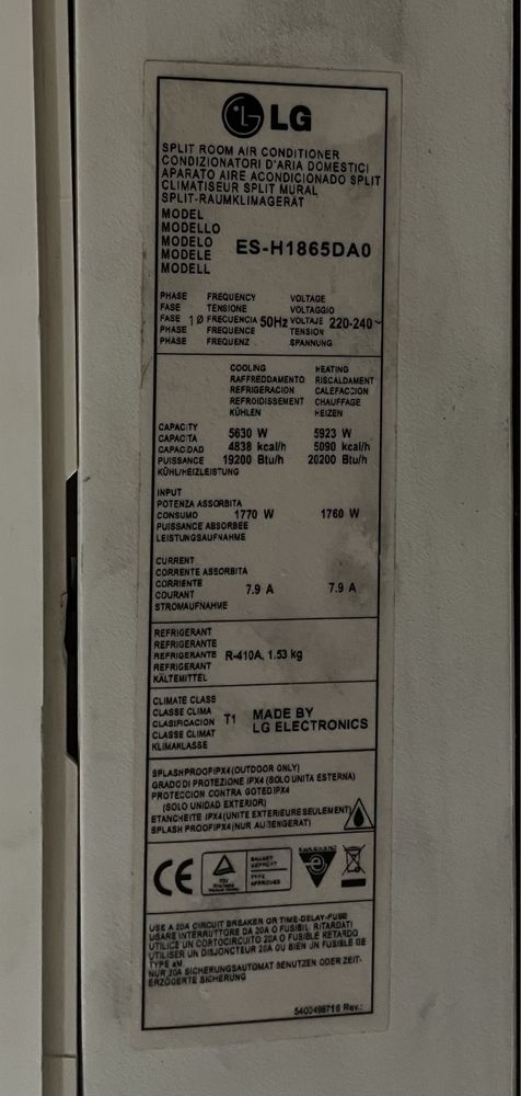 Klimatyzator Lg 6 kW Jednostka wew/zew