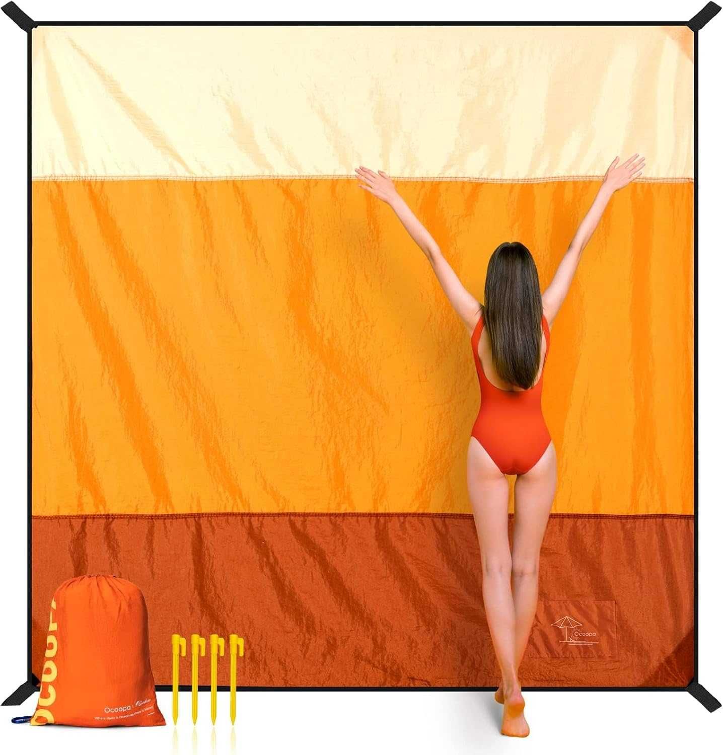Koc plażowy bez piasku, 220 x 210 cm, odporny na piasek, wodoszczelny