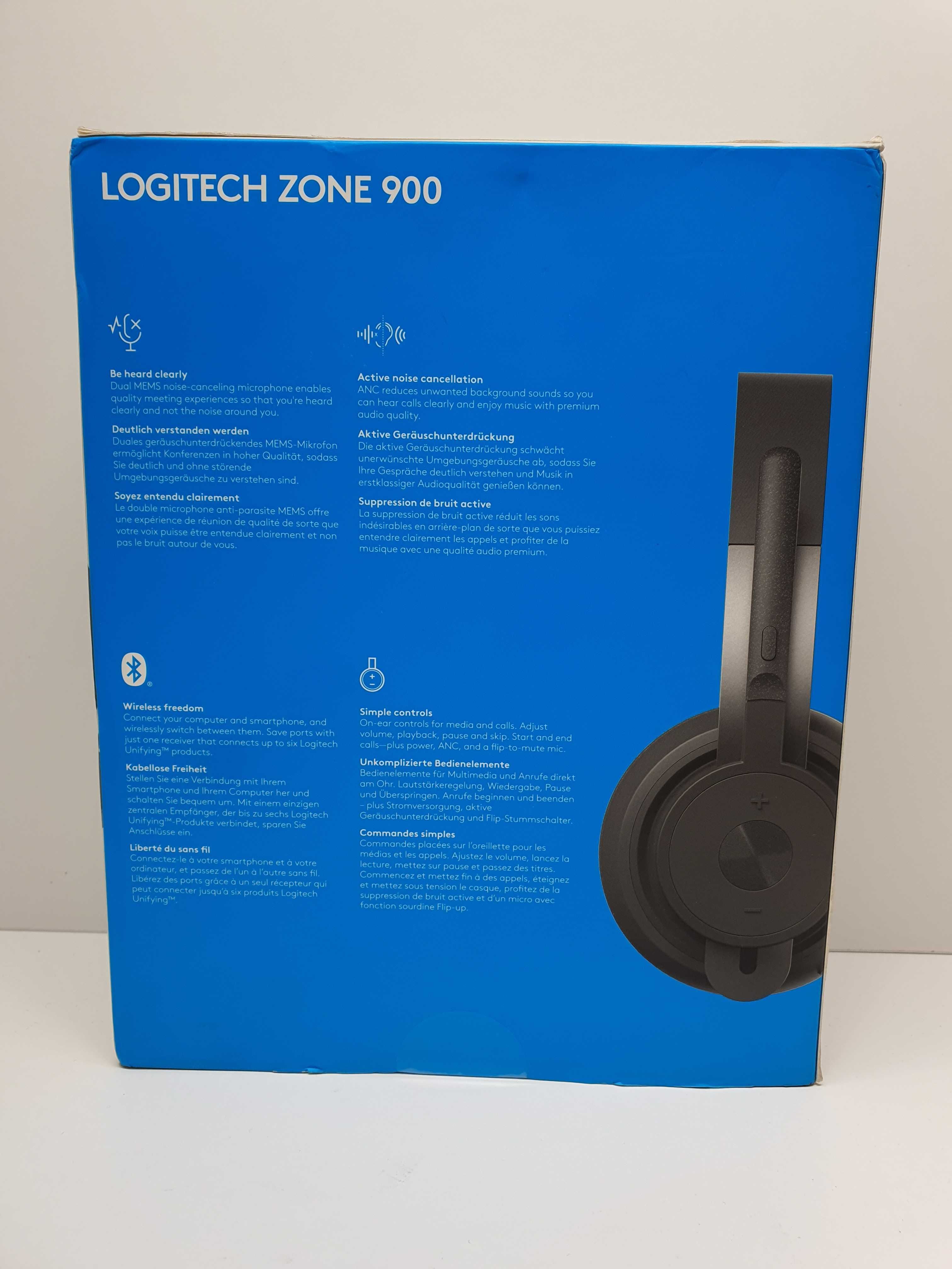 Bezprzewodowe słuchawki z mikrofonem Logitech Zone 900