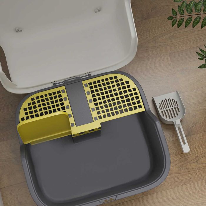 PawHut Kuweta dla Kota z Pokrywą i Łopatką, Zamykana, Kolor Biały