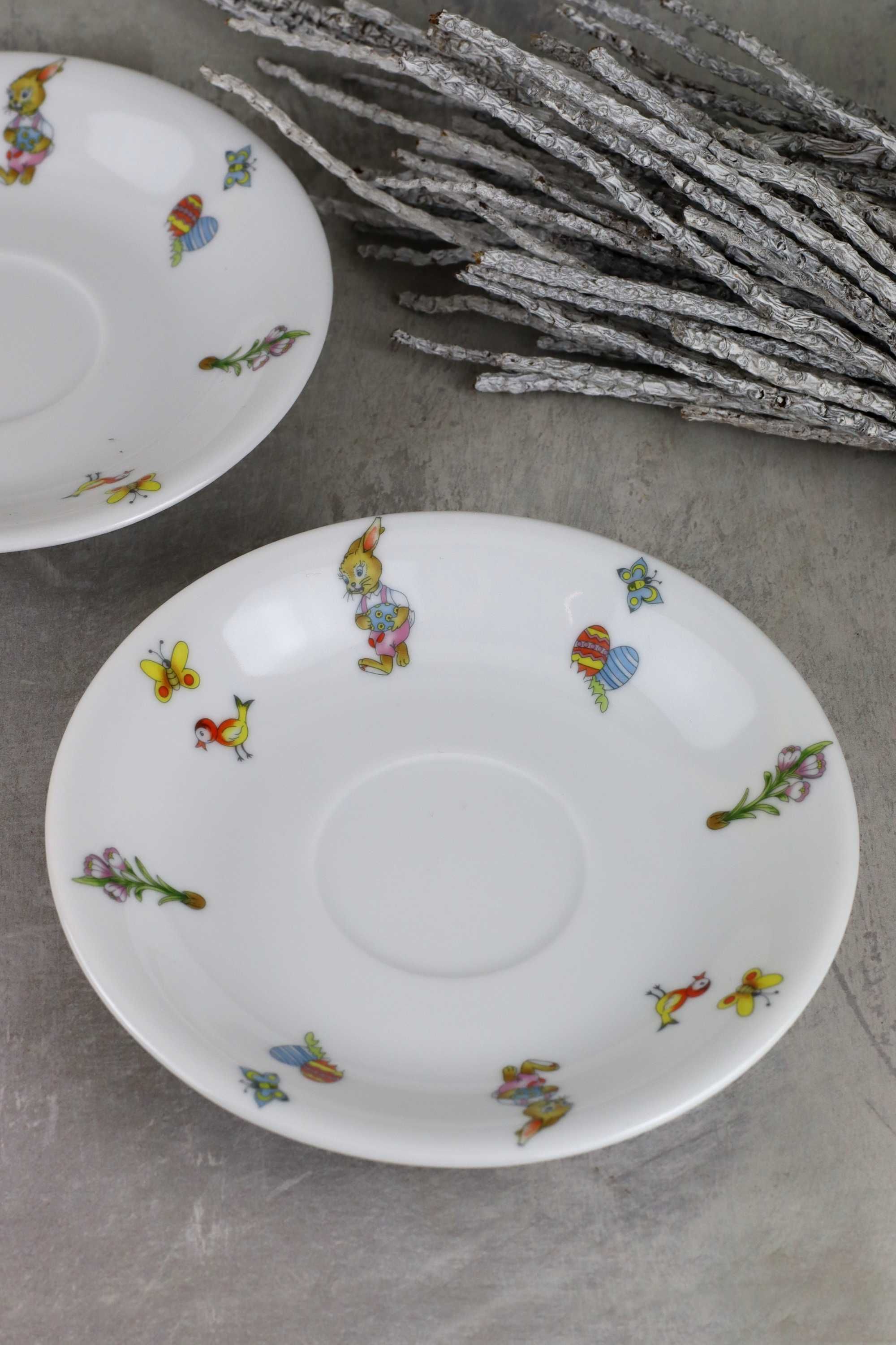 Zestaw dwóch talerzyków Bogucice porcelana zając Wielkanoc