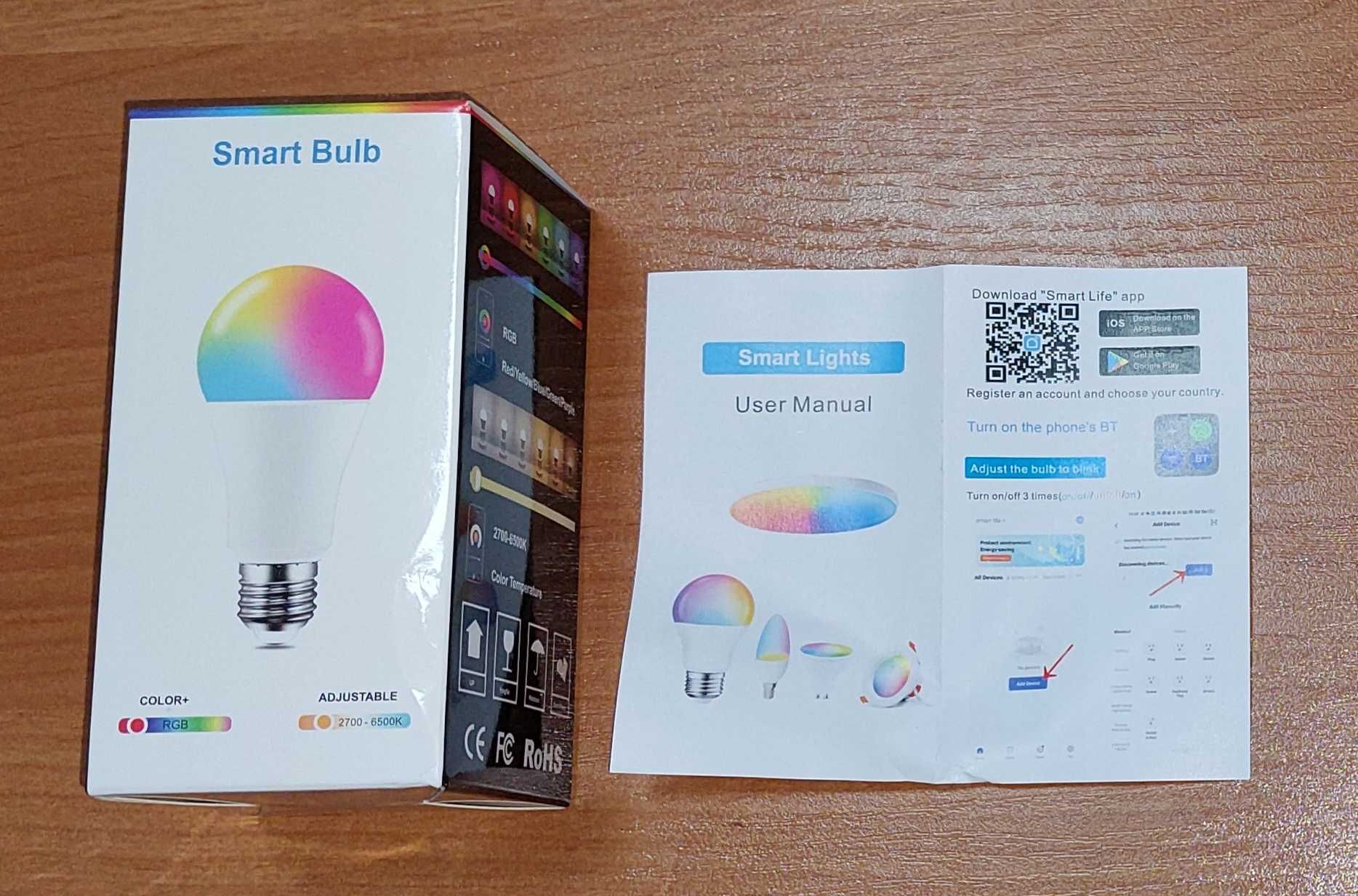 2 żarówki LED smart RGBCW Bluetooth (Tuya, Alexa, Google Home), nowe