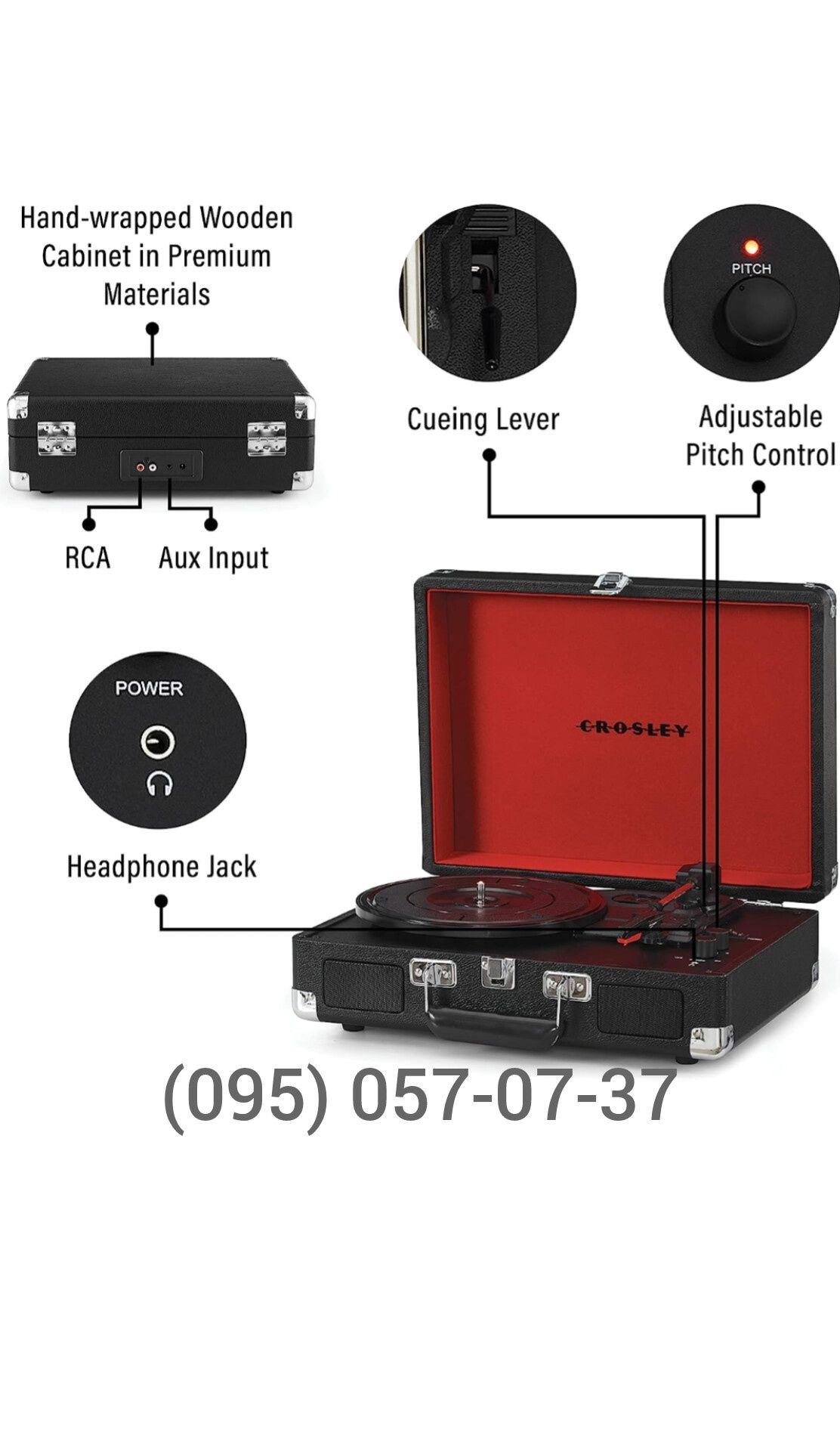 Програвач вінілу Crosley Cruiser Deluxe Black, є інші кольори
Crosley