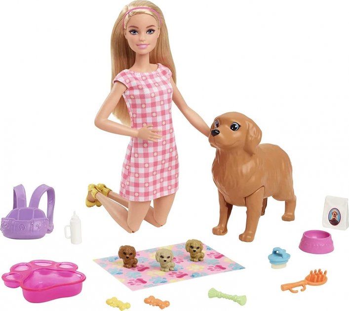 Барбі з собакою та новонародженими цуценятами Barbie Newborn Pups