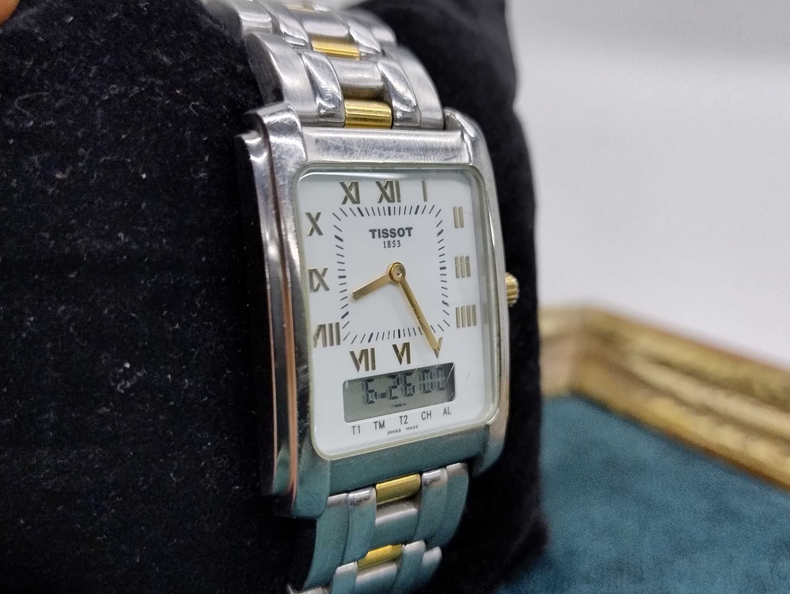 Przepiękny Zegarek Tissot dual time Oryginalny stal Bransoleta Swiss !