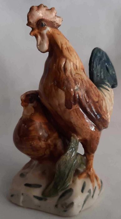 Kogut i Kura Stara Figurka Porcelanowa