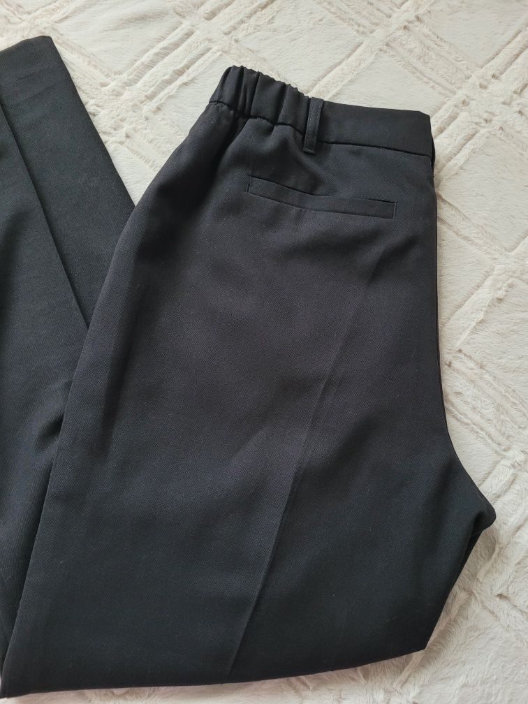 Garniturowe eleganckie spodnie z kantem bonprix czarne proste 42 XL